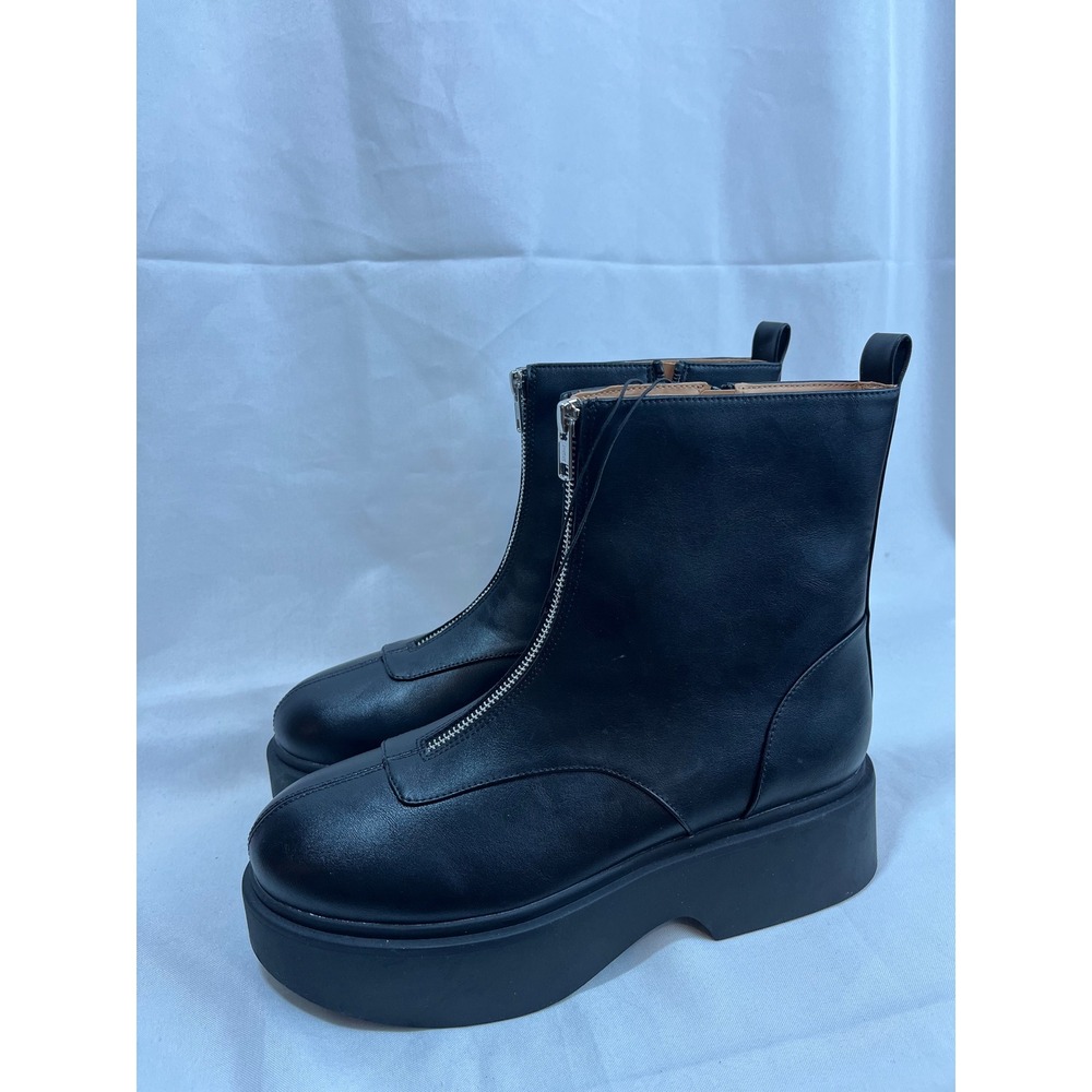 Wild Fable‎ Womens Black Front Zip Platform Ankle Boots Memory Foam Size 10 NEW